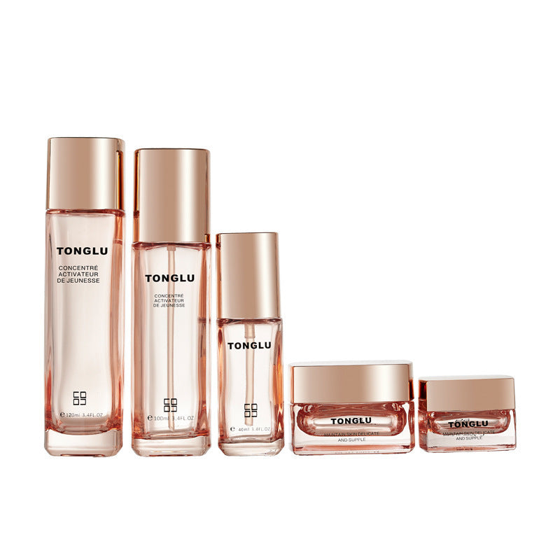 New cosmetic glass bottle set packaging, 120ml lotion/essential oil bottles, 50g cream jar travel set glass bottles