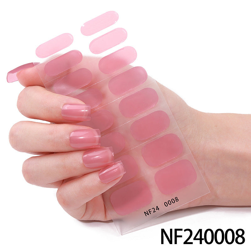 Gel manicure stickers 16 stickers semi-cured phototherapy stickers full stickers semi-baked nail stickers ready-made 5d jewelry ice transparent finished product