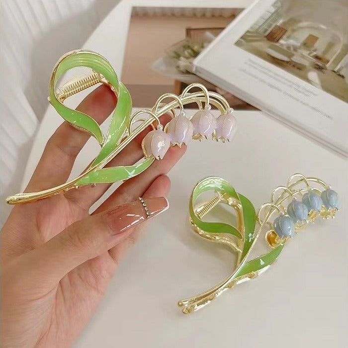 Lily of the valley flower super fairy elegant clip large classy hair clip women's back of the head autumeasiest for match shark clip hair accessories