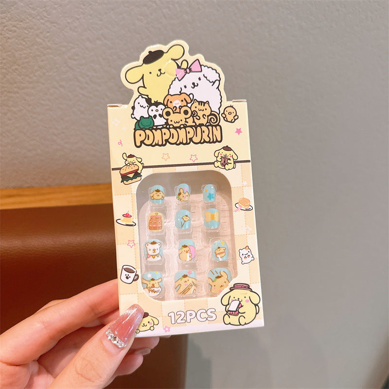 Kids' nail sticker set - cute princess designs, removable hard false nails, nail art for girls, adorable cartoon gifts for women