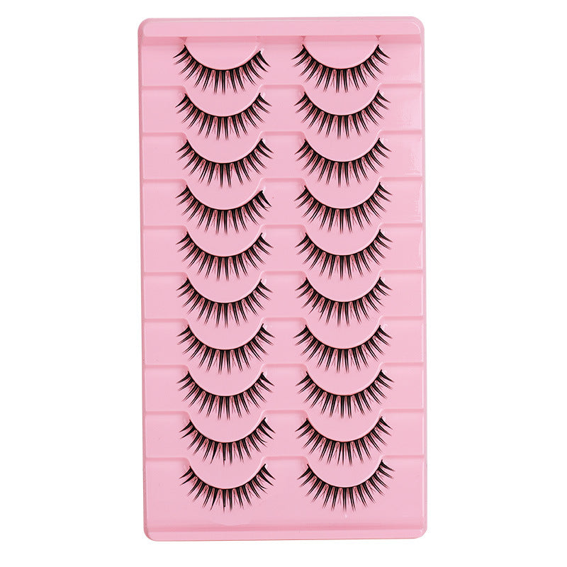 10 pairs of soft stem eyelashes with transparent stems, natural long and soft comic fox false eyelashes, wholesale