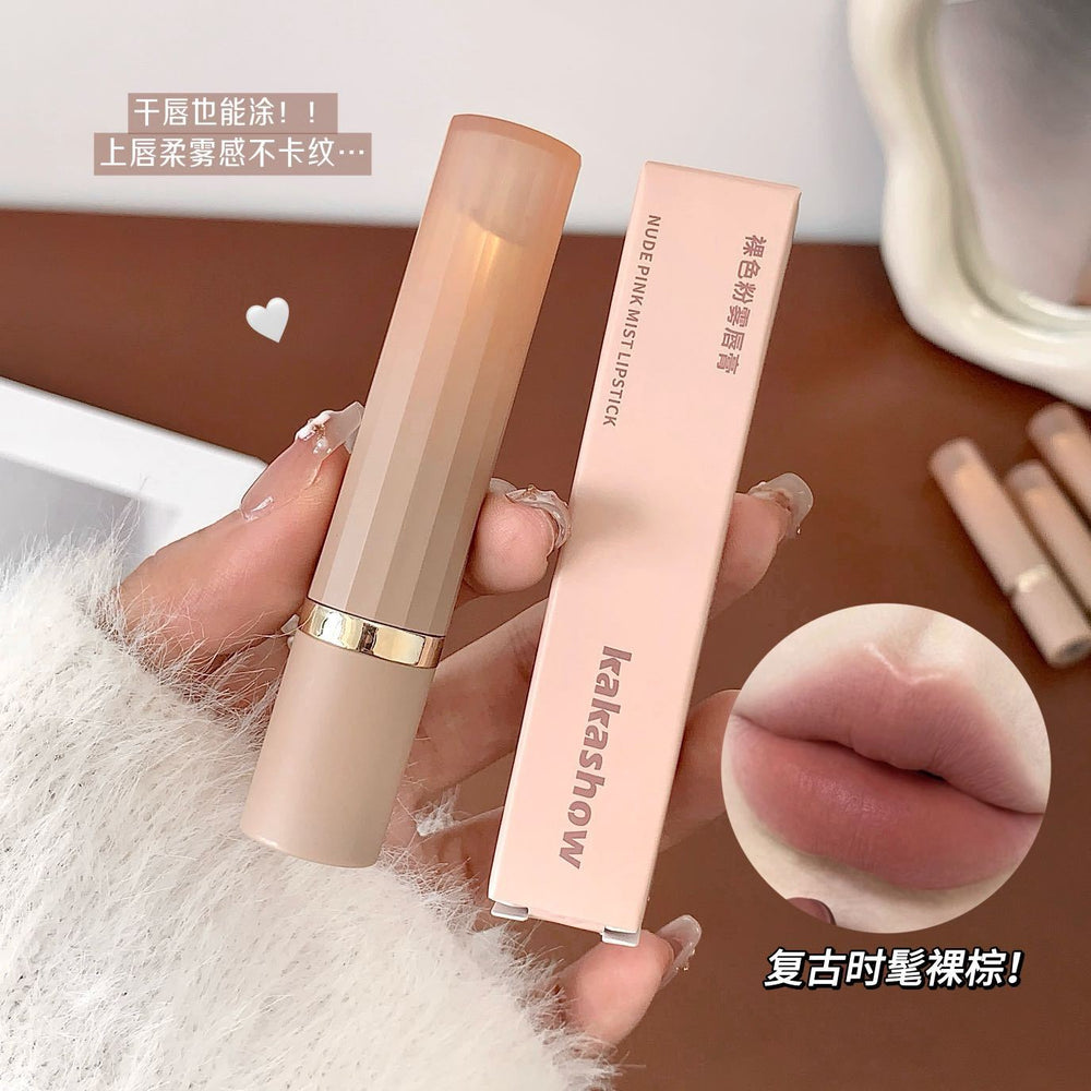 Makeup kakashow nude pink mist lipstick velvet matte matte nude cinnamon bean paste color whitening lipstick