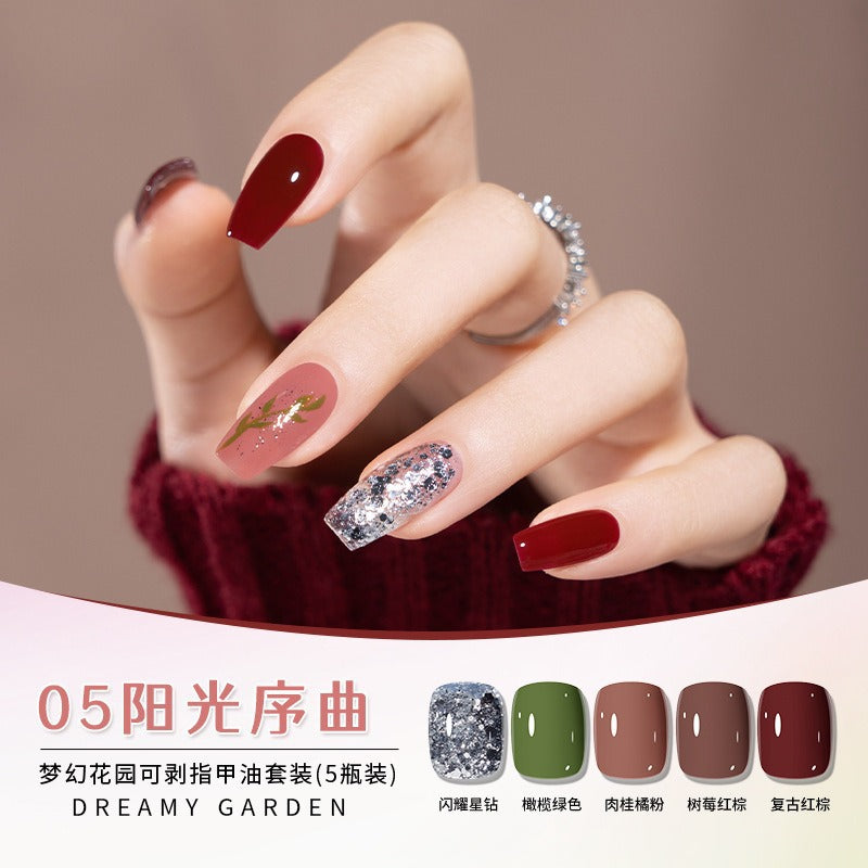 Nail polish suit cool dan dream garden water-based bake-free quick-drying peelable and tearable no damage to nails odor free nail polish