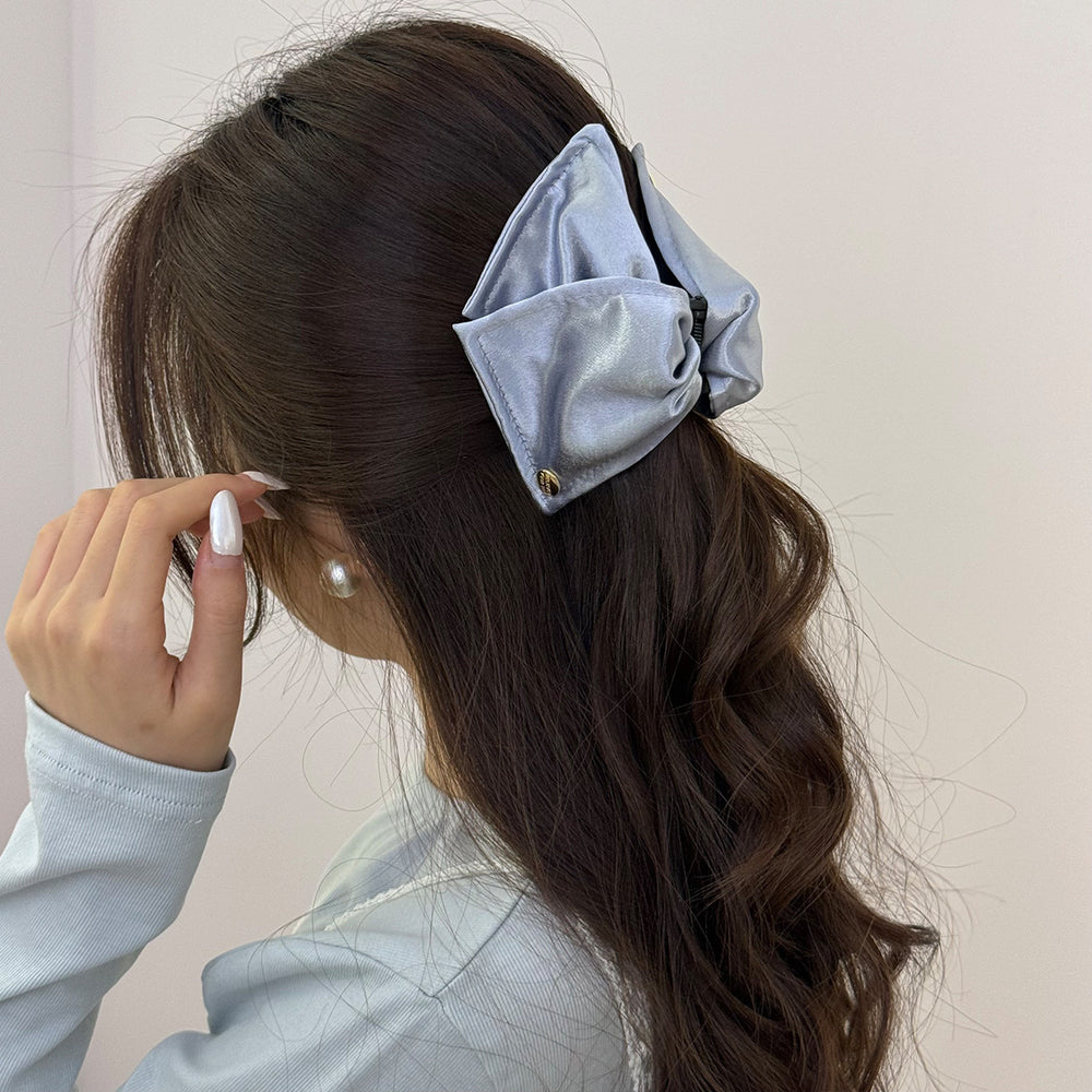 Satin shell triangle clip for women 2025new arrival hair clip back of head hair shark clip elegance half-tied hair clip headwear