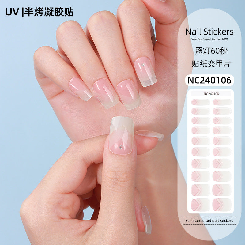 Zhengxiang custom gel nail stickers uv light therapy semi-cured nail art stickers second generation semi-cured nail stickers waterproof wholesale