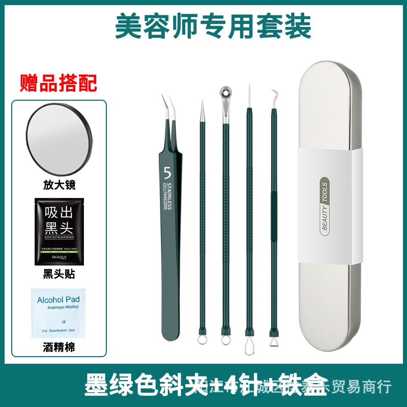 Factory direct stainless steel blackhead remover kit - includes blackhead extractor, pimple popper, and acne treatment tools
