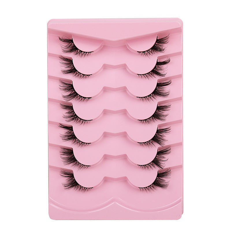Export half-eye oblique flying style best selling elongated eye corners naturally enlarge both eyes sweet and cool style fox style fake eyelashes hard stem
