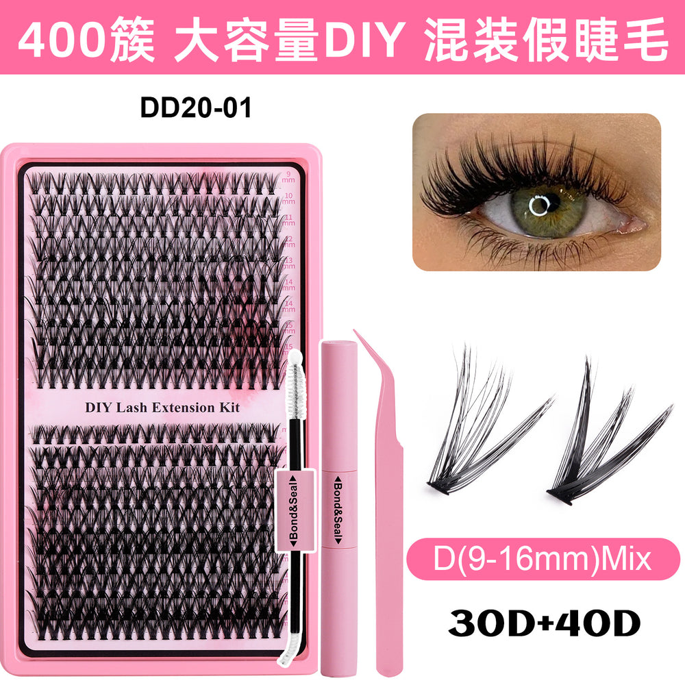 Tk hot-selling 640 cluster lash extension kit - european & american 5d volume eyelash extensions set with adhesive