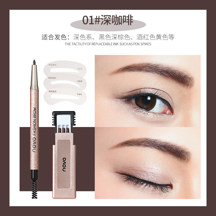 Novo precision sculpting automatic rotating eyebrow pencil - ultra-fine tip, long-lasting, waterproof, smudge-proof, dual-ended brow pen set
