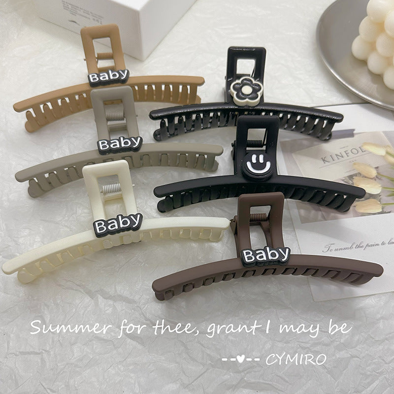 Xiaoxiangfeng black and white elegant gripper letter contrast color shark clip hairpin large frosted back of head hair accessories hairpin
