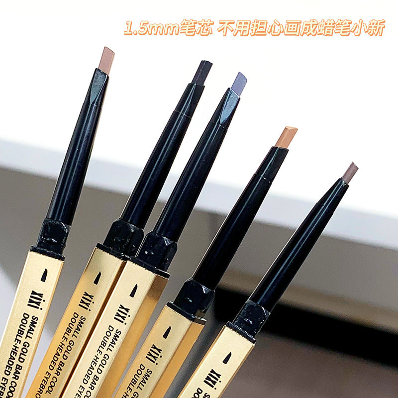 Makeup xixi small golden chopsticks double-ended eyebrow pencil extremely small triangle roots clear wild eyebrows waterproof anti-sweat and non-smudge