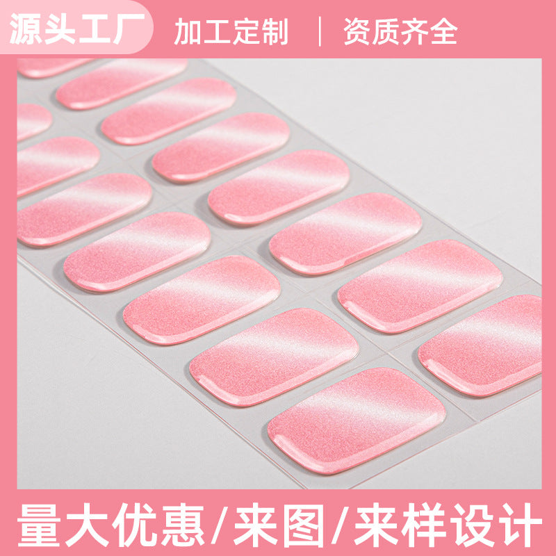 Zhengxiang cross-border new gel nail art stickers onion powder cat eye uv photo light semi-cured nail stickers personalized wholesale