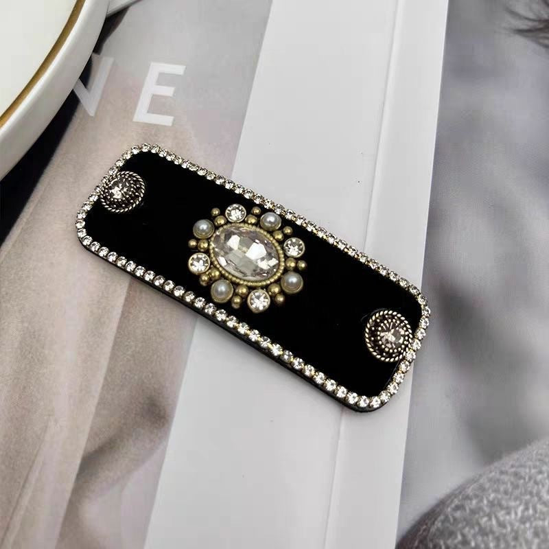 Classy diamond-encrusted flocking round hair clip classy side bangs clip retroelegant hair accessories bb clip bangs clip