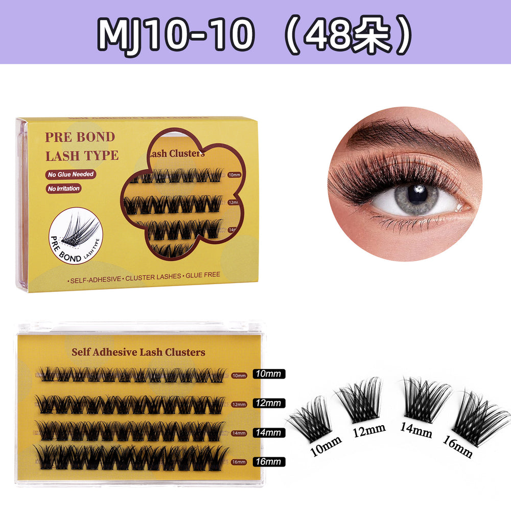 Export style segmented glue-free false eyelashes 10 rows of hard stems thick and thick hair european and american glue-free glue set curling