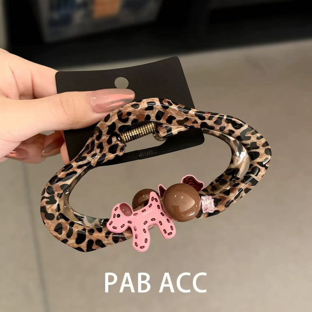 Leopard print cloud puppy gripper hair volume large shark clip new arrivalclassy bun head clip hair styling tool