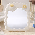 Cosmetic mirror plastic folding hd student dormitory storage glass for home home cute flower casual mirror