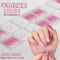 Zhengxiang cross-border new gel nail art stickers onion powder cat eye uv photo light semi-cured nail stickers personalized wholesale