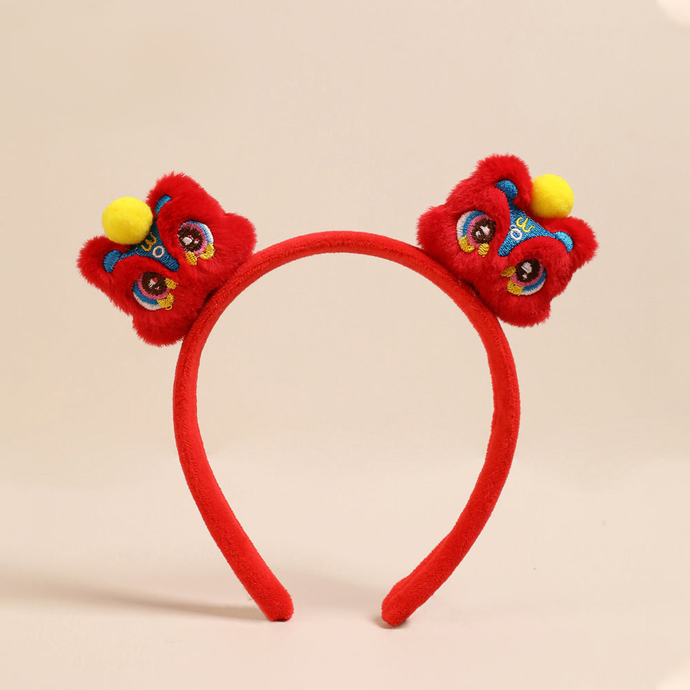 New year's plush children's headband red best selling lion awakening photo headband women's chinese style spring festival hair accessories new year card