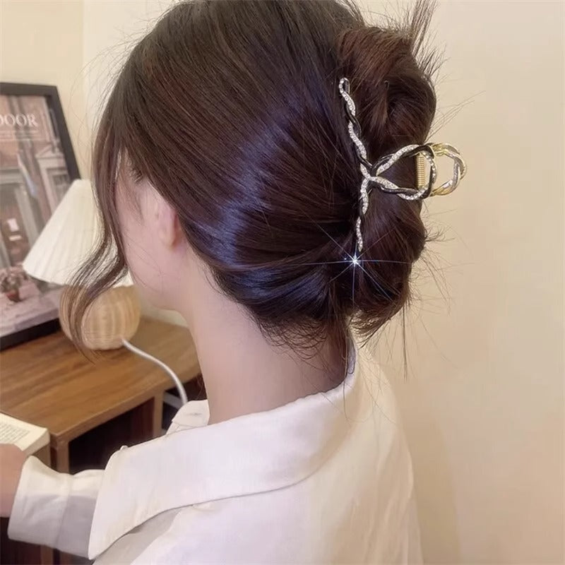 Classy pearl twist hairpin for women summer back of head gripper colorful drip glaze clip large stylish headwear
