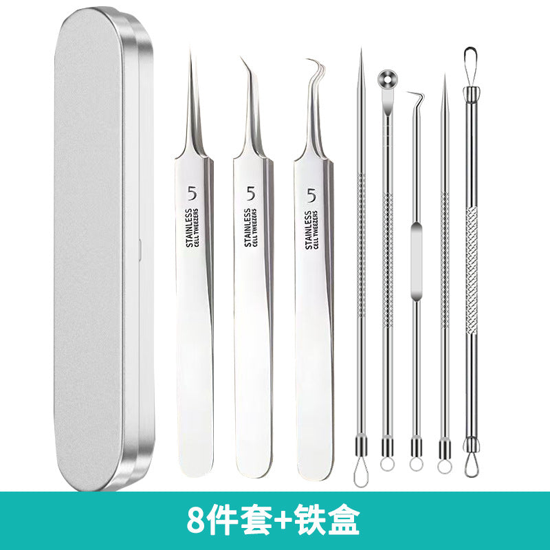 Factory direct stainless steel blackhead remover kit - includes ultra-fine tweezers, blackhead extractor, and acne pimple popping tool