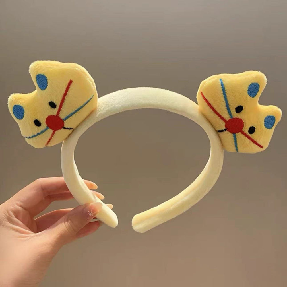 Sweet kitty~ cartoon cat plush headband - perfect for washing face & makeup, cute girl's hair accessory for autumn & winter