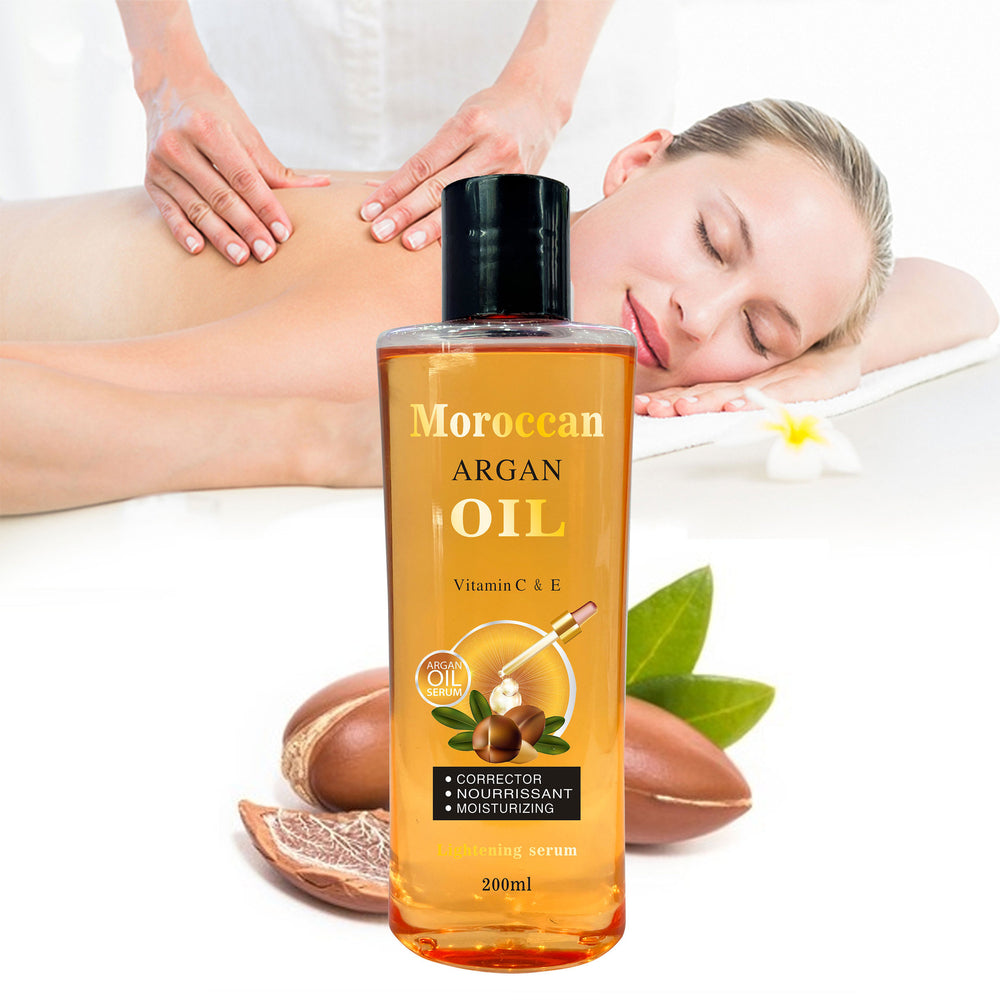 moroccan argan oil - argan oil for face, body, hair, and skin brightening massage oil - export quality 200ml