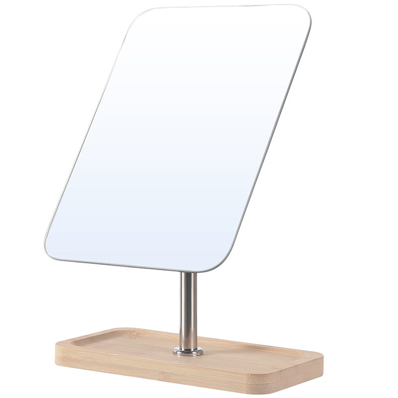 Desktop makeup casual iron desktop bamboo wood storage dormitory dressing table for home frameless vertical home mirror