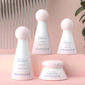 Custom cosmetic glass bottle set packaging: 120ml pump lotion & serum dispenser bottles, 50g cream jars