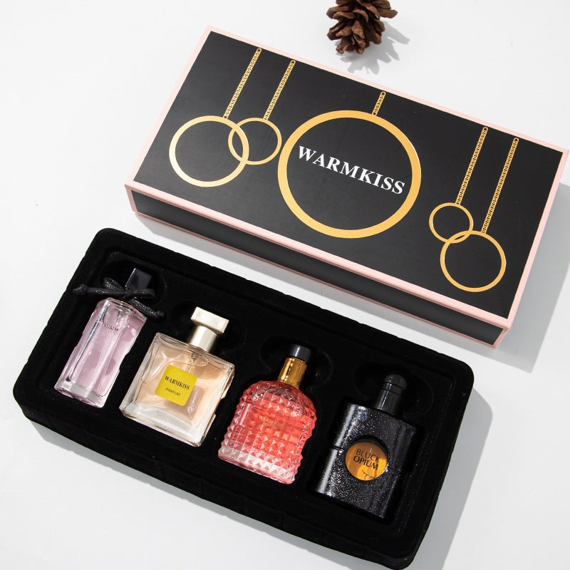 best-selling women's perfume four-piece set, long-lasting light fragrance, floral, black coffee perfume, women's gift box wholesale