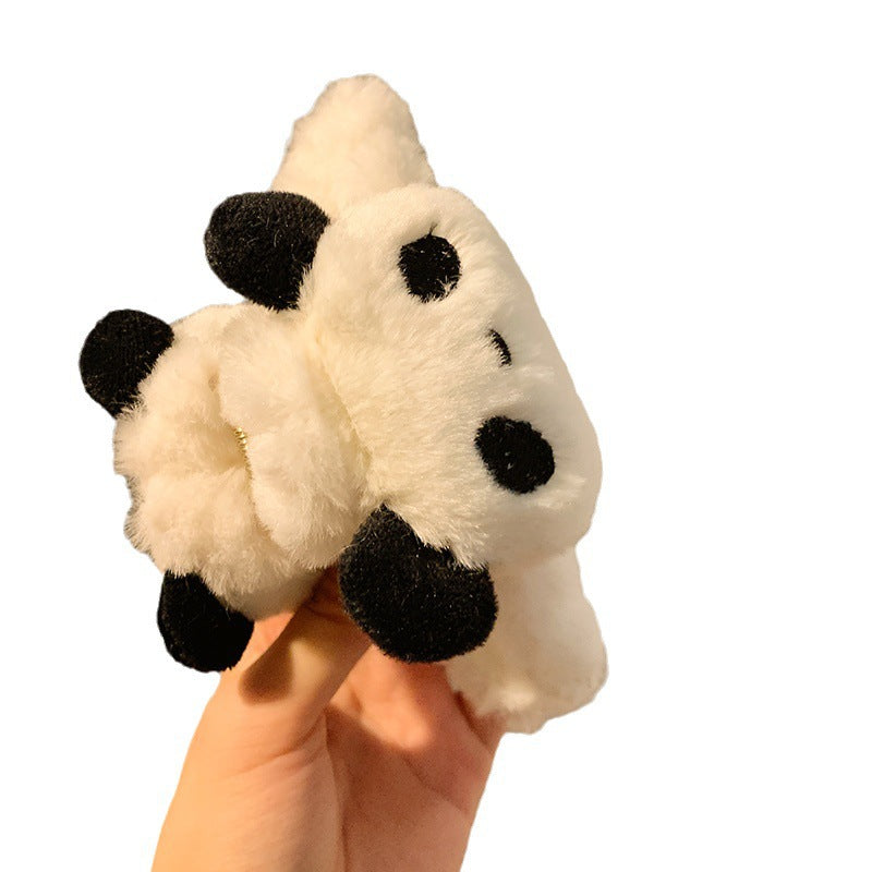 Plush claw clip - cute fluffy shark clip - autumn/winter panda hair clip - women's 2024 new back of head clip - hair accessory
