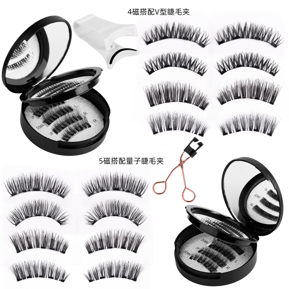 Carefully selected* pingdu foreign trade magnetic eyelashes all-in-one box amazon fashion thick hard stem false eyelashes set wholesale