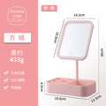 Led storage makeup mirror - smart dimming, home use, lighted plastic desktop vanity mirror, illuminated glass mirror