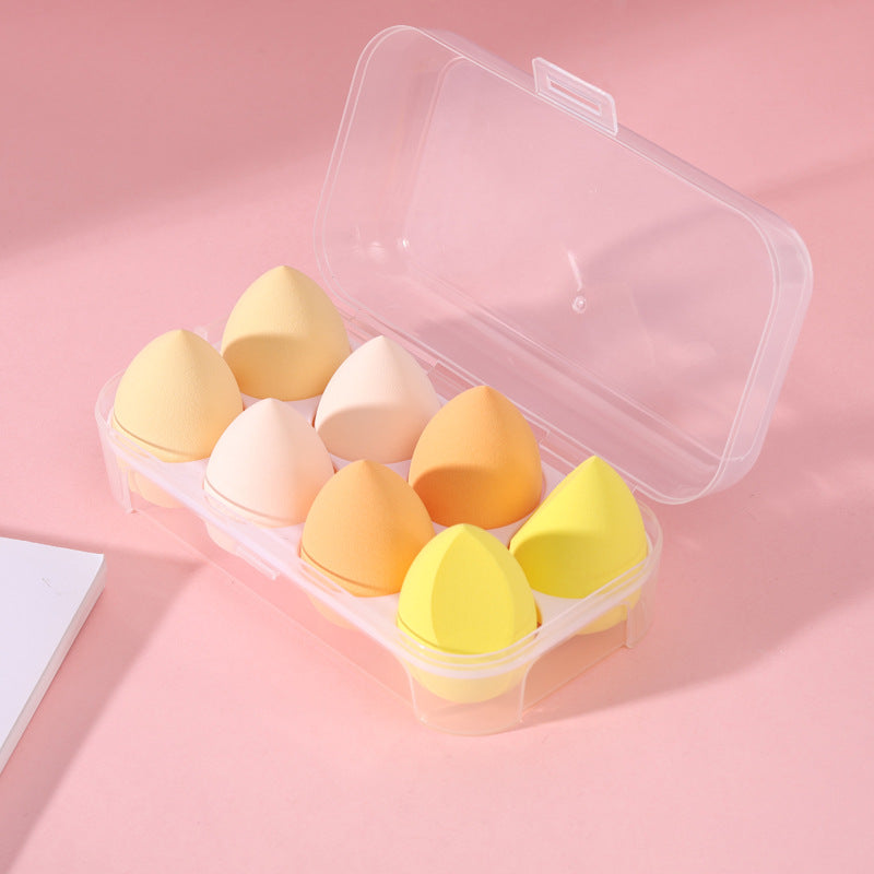 Factory direct eggshell makeup sponges - super soft, powder-conserving, boxed puffs for wet & dry application