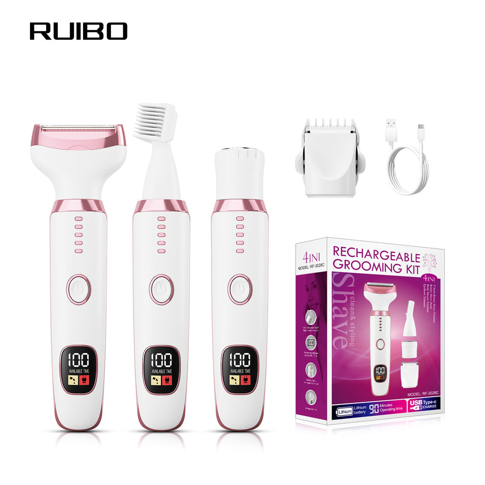 Women's private parts hair nose hair trimmer multifunctional shaver electric hairdresser four-in-one digital display hair removal device