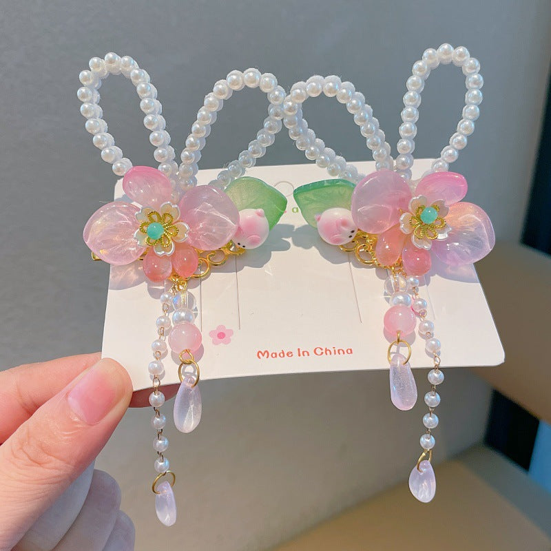 New arrival: exquisite chinese style hair accessories for little girls - ancient costume & hanfu headwear, light-up & glowing, mid-autumn festival glass hair clips (pair)