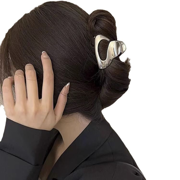 Cold style silver small gripper hair volume small shark clip metal niche style design clip hair clip female high-end