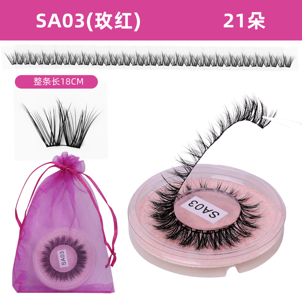 hot-selling full strip pair, mixed natural thick and curly false eyelashes, european and american versatile eyelash glue style