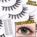 10 pairs of soft stem eyelashes with transparent stems, natural long and soft comic fox false eyelashes, wholesale