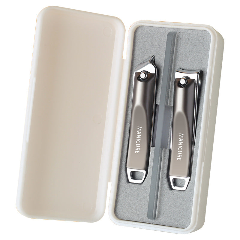 Wholesale angled edge nail clippers 3-piece set, manicure & pedicure tool kit with tin box, anti-splash nail clippers set