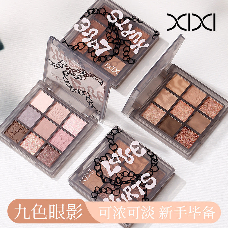 Xixi smoke powder slightly sweet nine-color eye shadow palette pearlescent flash low saturation milk tea nude brown palette novice beginner makeup