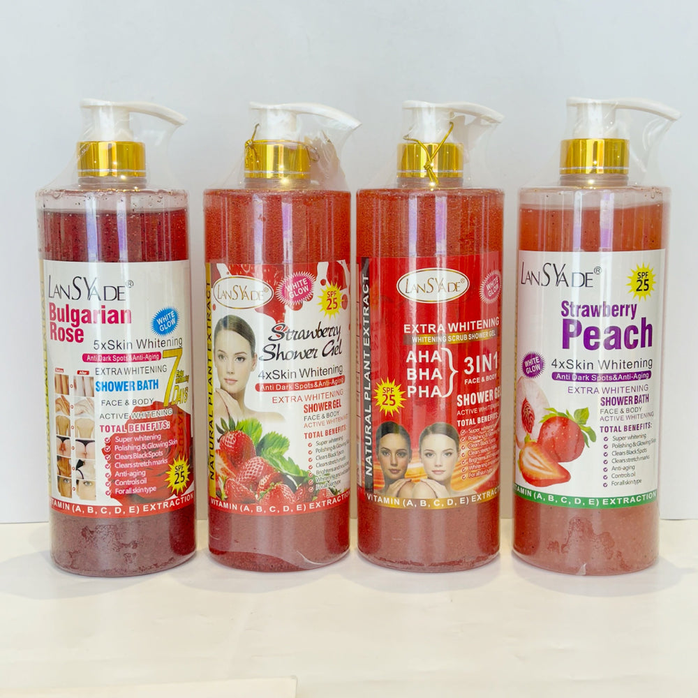 English body wash 1000ml scrub shower gel brightens skin, removes blackness, silky skin, rich foam, exfoliates