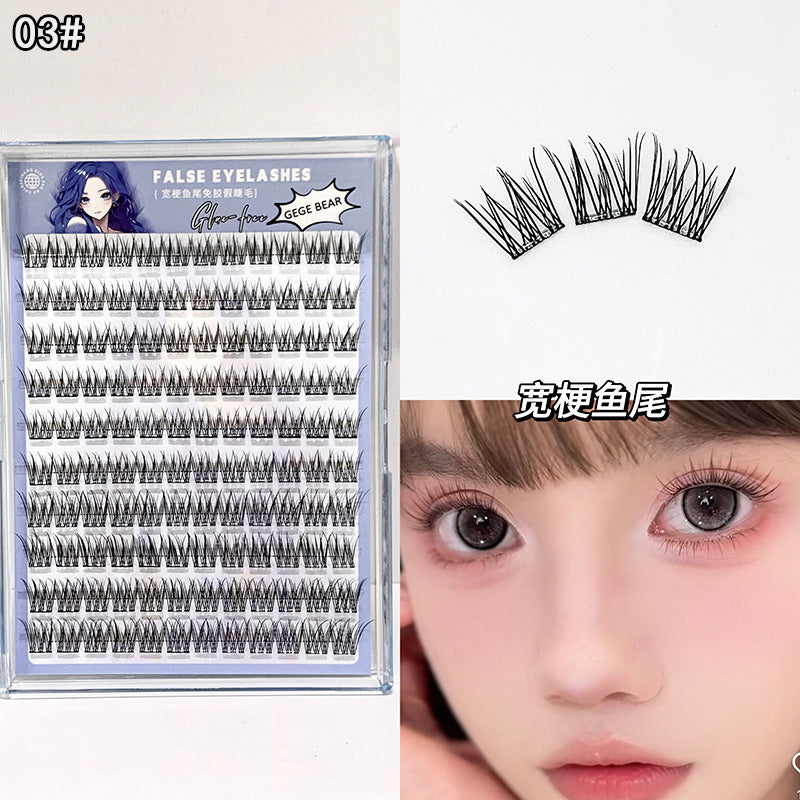 Gege bear self-adhesive glue-free false eyelashes - natural sunflower trilogy, individual cluster segmented manga eyelashes