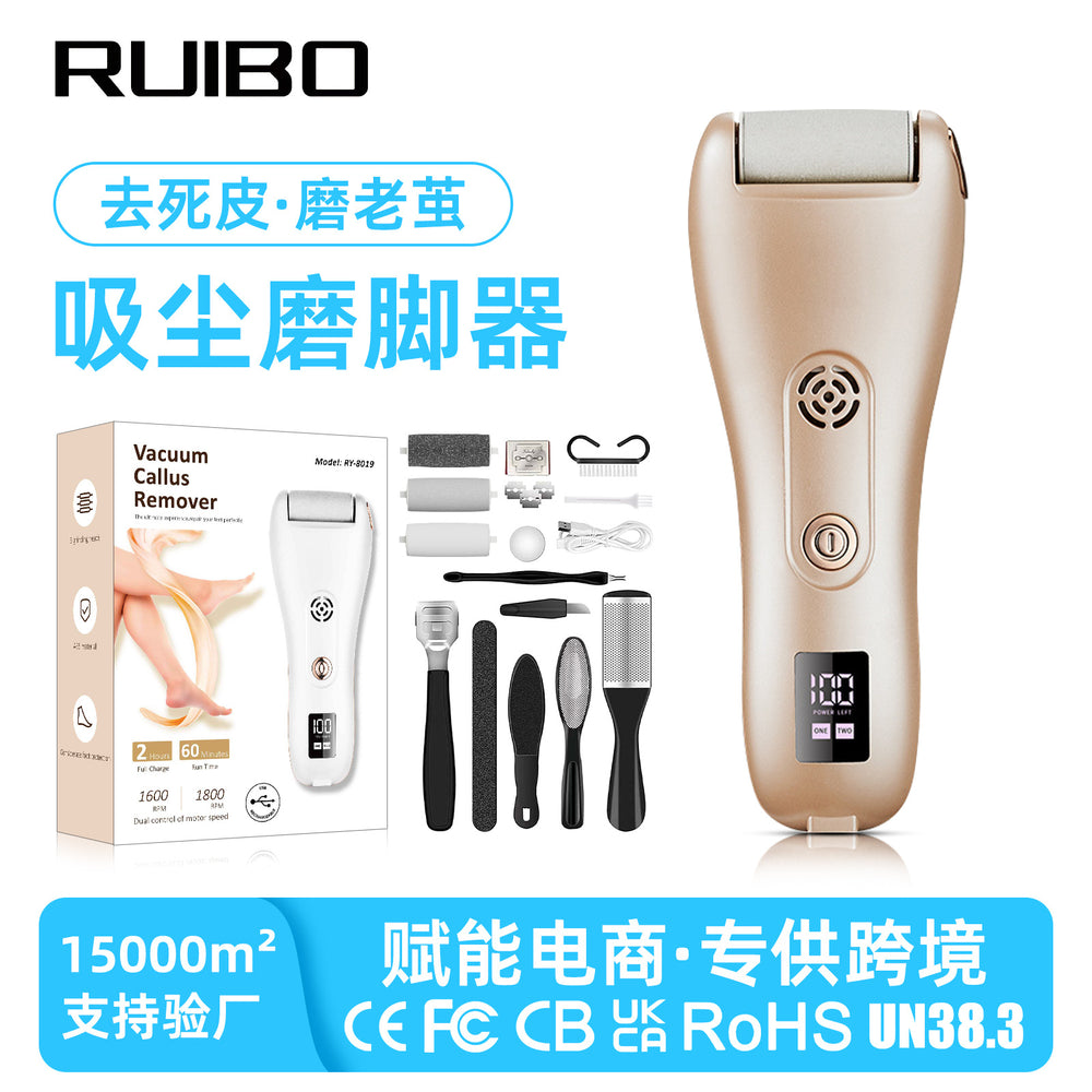 Electric foot callus remover - rechargeable, portable 10-in-1 foot file with vacuum and exfoliating foot scrubber