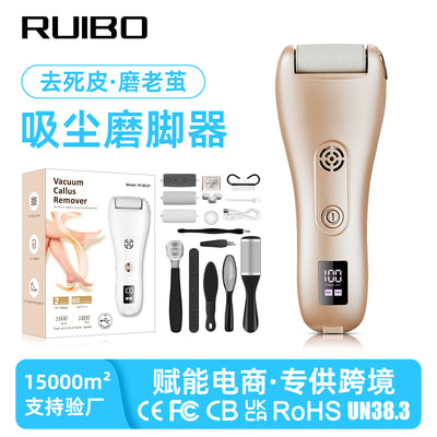 Electric foot callus remover - rechargeable, portable 10-in-1 foot file with vacuum and exfoliating foot scrubber