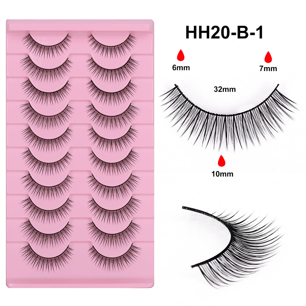 Carefully selected* pingdu 10 pairs of hard stem fake eyelashes, a whole barbie comic soft stem korean girl group eyelashes stage