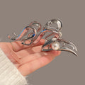 Large metal frosted wave gripper female headgear hairpin for large hair volume classy back head hair shark clip
