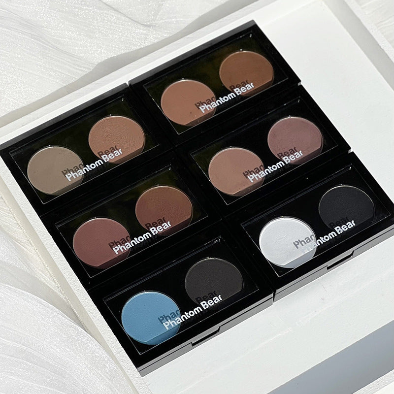 Phantom bear two-color eyeshadow - everyday light makeup, affordable student-friendly rose tea cement eyeshadow palette, high-end, pure & sultry style