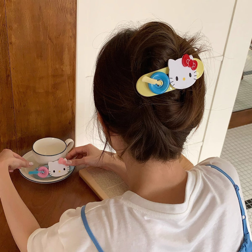 Girl planet contrast colorkt cat button hair clip large duckbill clip half tie hair clip hair clip hair clip accessories
