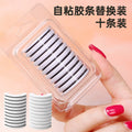 Eyelash adhesive strips - 10 pack, glue-free, essential for false eyelashes, reusable adhesive strips, eyelash application aid