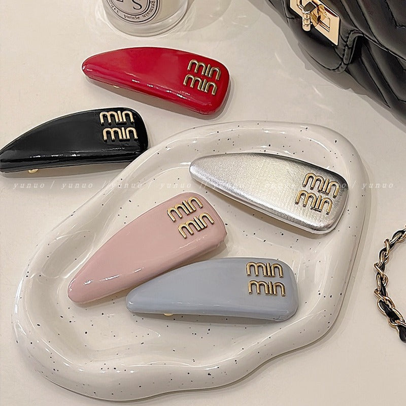 Ins blogger's same style classy leather forehead broken hair bread clip side bangs clip summercolorful bb clip for women